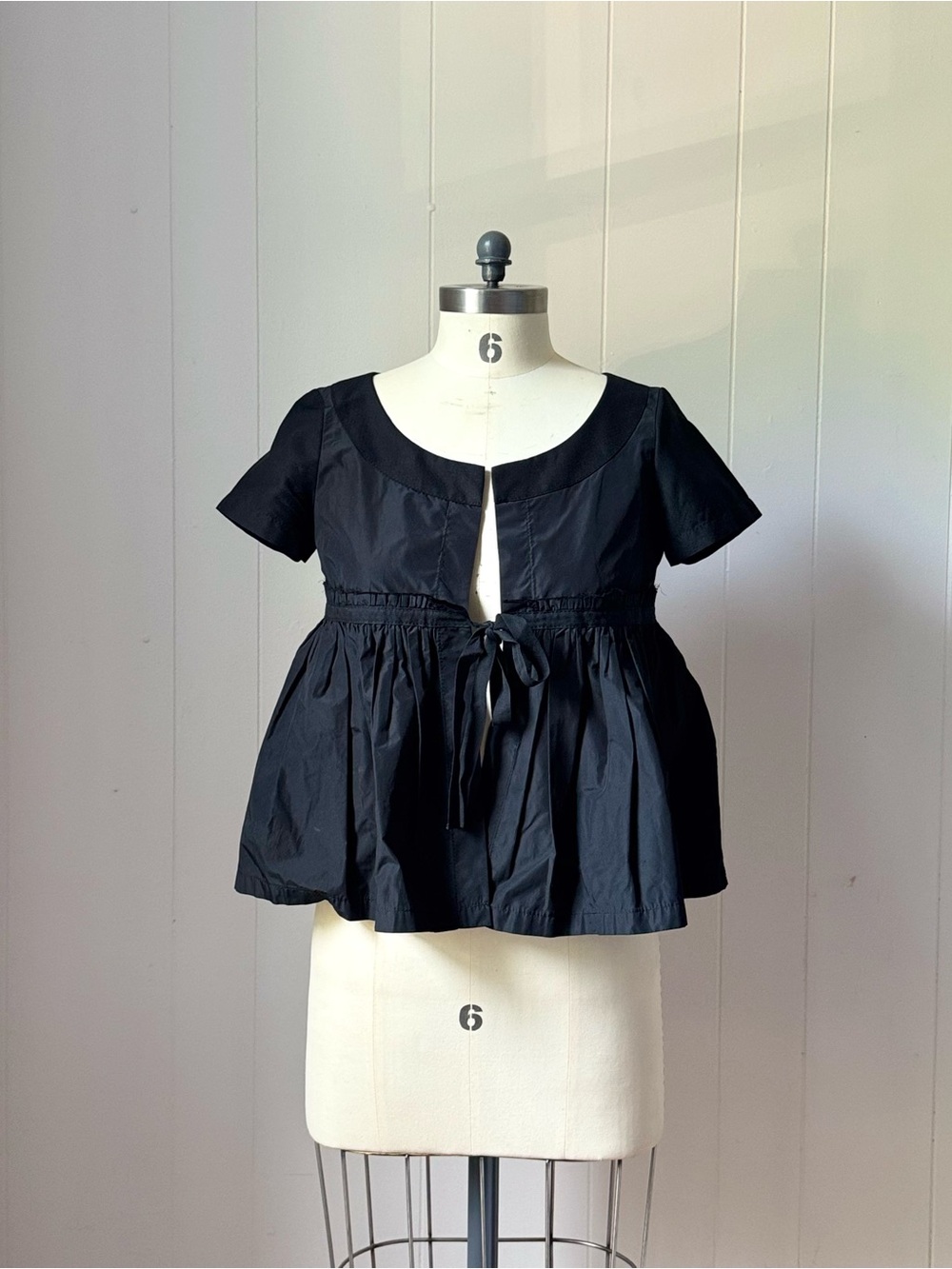 Comme des Garcons Black Short-Sleeve Ribbon Blouse Top